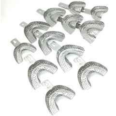 Forgesy 10 Pcs Stainless Steel Silver Perforated Dental Impression Tray Set