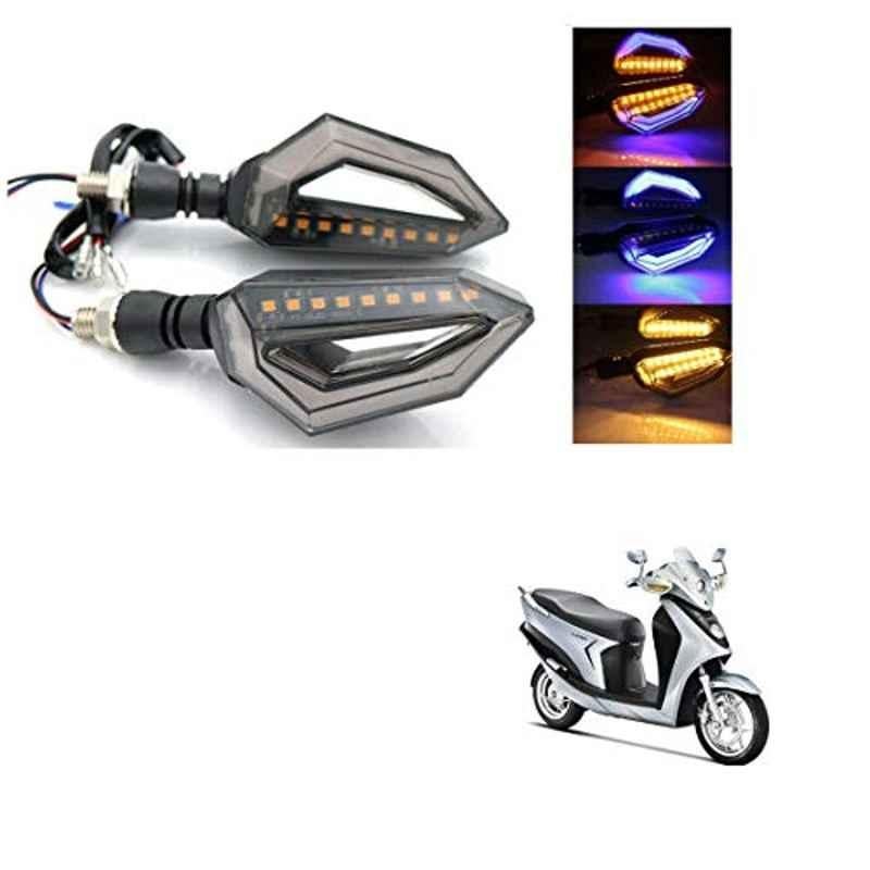 Kozdiko 4 Pcs Bike D Shaped 9 LED Front & Rear Side Turn Signal Indicator Light Set for Hero Electric Leap