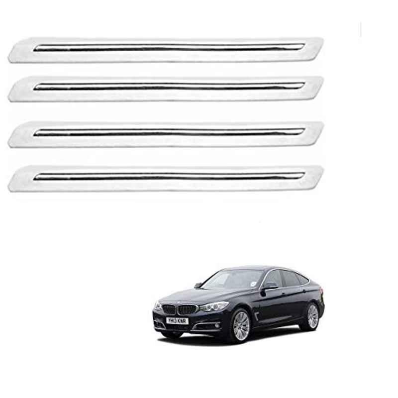 Kozdiko 4 Pcs PVC White Car Bumper Protector Set with Chrome Strip for BMW 3 GT