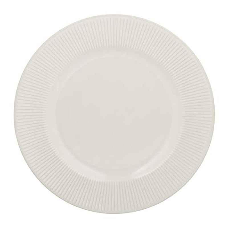 Mason Cash Stoneware White Linear Dinner Plate, 2002.113