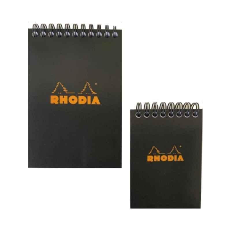 RHODIA Black 80 GSM Graph Ruled Spiral Notepad, , 80/Pages