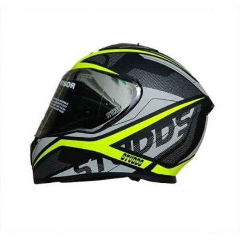 Studds Thunder D4-N5 Decor Matt Black N5 Yellow Motorbike Helmet, Size (L, 580 mm)