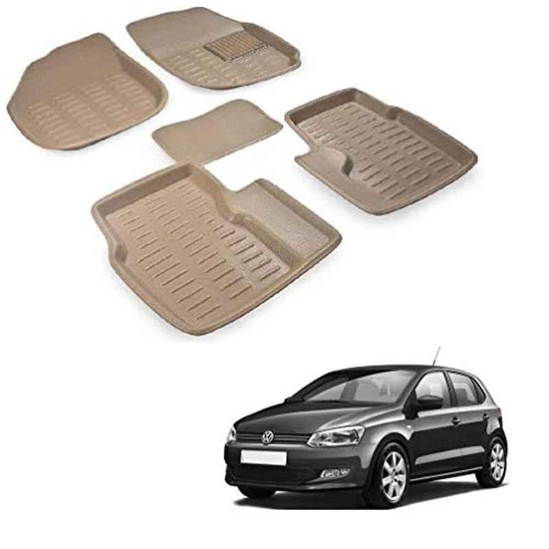 Kozdiko 5 Pcs 3D Beige Car Foot Mat Set for Volkswagen Polo, koz_68074