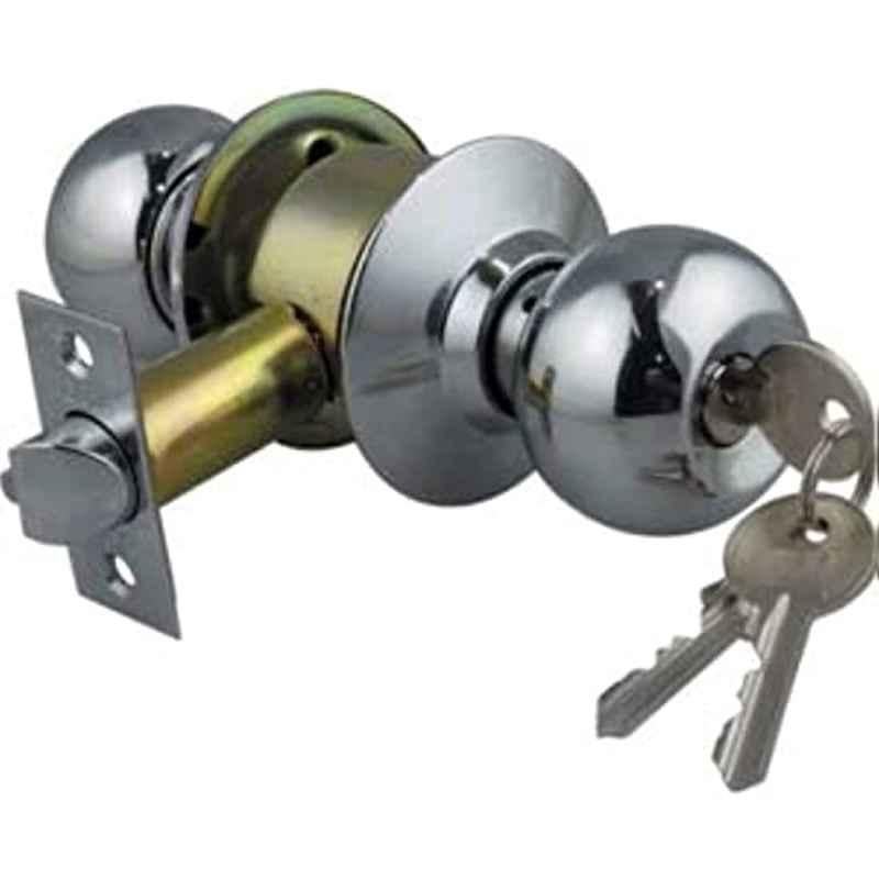 Robustline 53-60mm Chrome Plated Front Handle Door Knob with Lock & Key Set