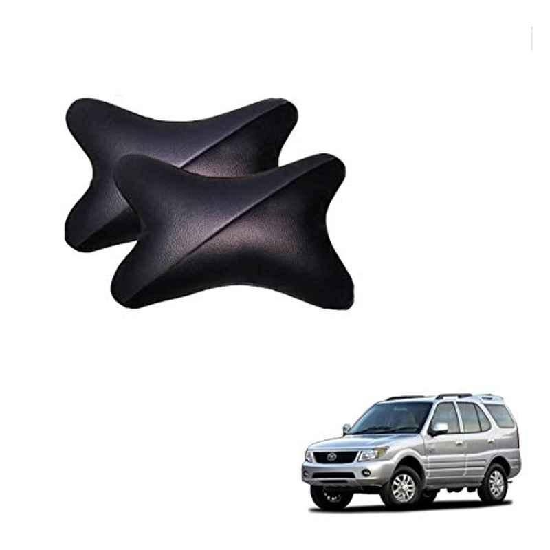 Kozdiko 2 Pcs Memory Foam Grey & Black Car Neck Rest Cushion Pillow Set for Tata Safari