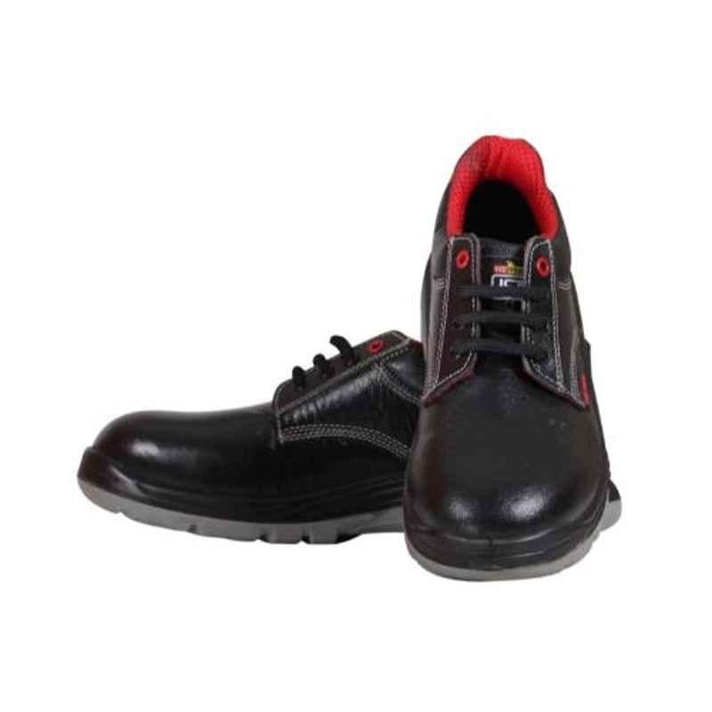 Tek-Tron EC-WWML-PK84 Albama Leather Steel Toe Black Work Safety Shoes, Size: 5