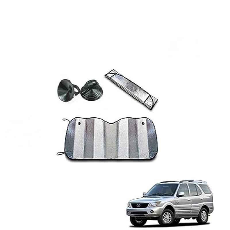 Kozdiko Aluminium Foil UV Protection Silver Windshield Sun Shade for Tata Safari Old