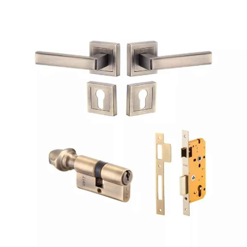 Dorset Kaira MLKAIORAPT 10 inch Antique Finish Zinc Mortise Door Lock Set with 1 Side Key & 1 Side Knob