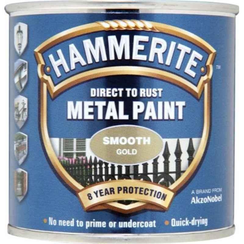 Hammerite 250ml Smooth Gold Direct to Rust Metal Paint, 5084847