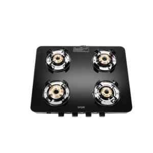 Hindware Alverio Neo 4B Glass Top Cooktop with 4 Brass Burner & Manual Ignition, CT 100247