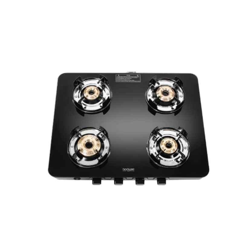 Hindware Alverio Neo 4B Glass Top Cooktop with 4 Brass Burner & Manual Ignition, CT 100247