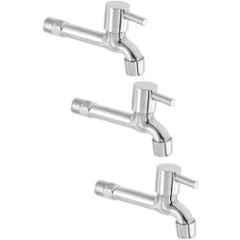 Zesta Turbo Stainless Steel Chrome Finish Silver Long Body Bib Cock with Flange, Size: Standard (Pack of 3)