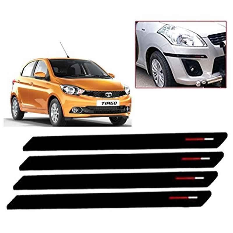 Kozdiko 4 Pcs Black & Red Bumper Protector Set for Tata Tiago
