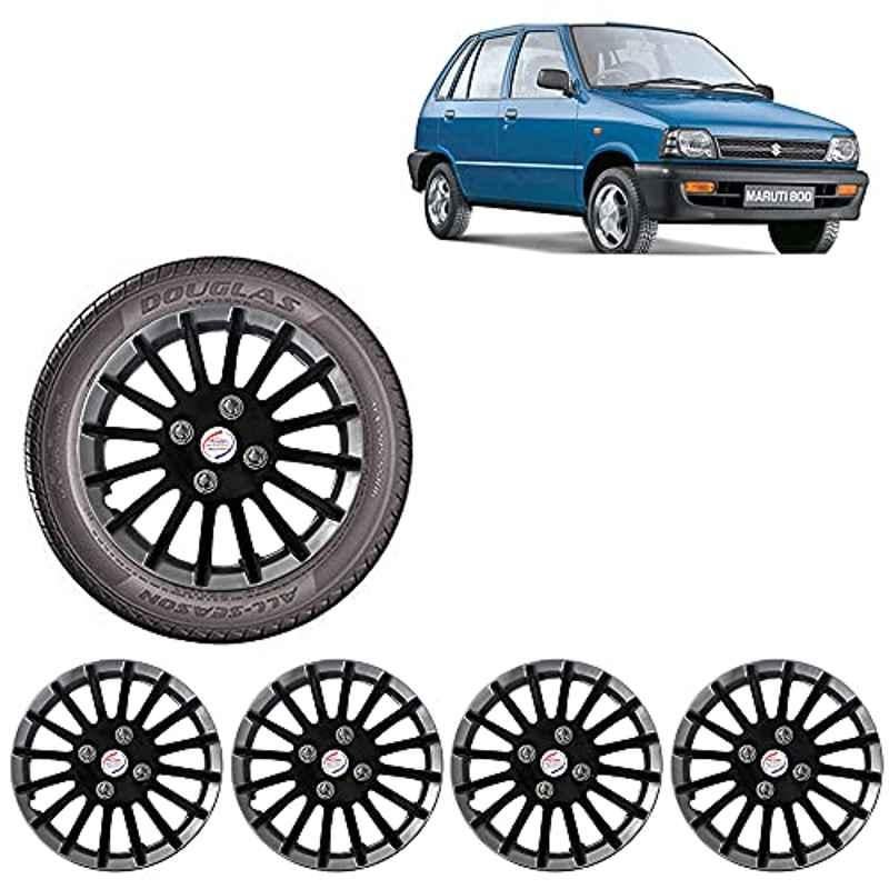 Auto Pearl 4 Pcs 12 inch ABS Black & Silver Wheel Cover Set for Maruti Suzuki 800