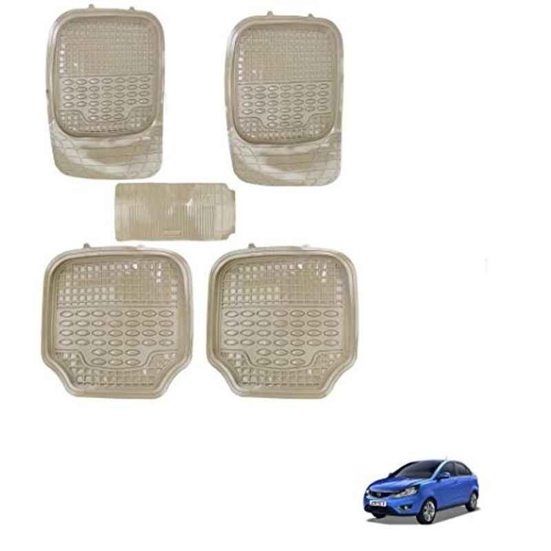 Kozdiko 5 Pcs 4G Beige Rubber & PVC Heavy Car Foot Mat Set for Tata Zest, koz_81109