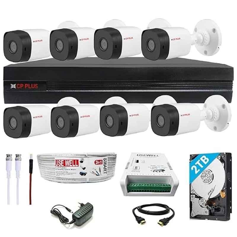 CP Plus 2.4MP 8 Pcs Bullet Camera, 2TB Hardisk, 8CH DVR, Cable Roll, Power Supply, BNC & DC Connector Kit