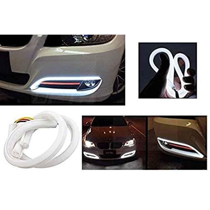 AOW Flexible 30cm Headlight Neon LED DRL Tube (White) for Chevrolet Captiva (Pack of 2)