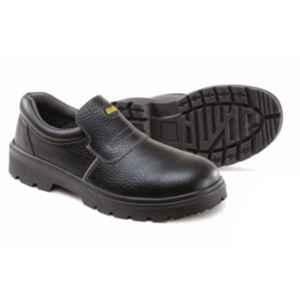 Jama Tacoma Genuine Leather Single Density PU Low Ankle Barton Print Black Safety Shoes, JS-114, Size: 10