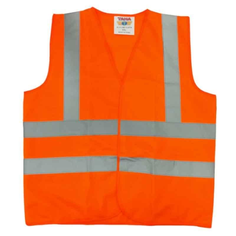 Taha Polyester Orange SJ 4 Line Safety Jacket, Size: L