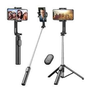 TecSox Y17 Plastic & Metal Black Tripod with Bluetooth Selfie Stick & Remote