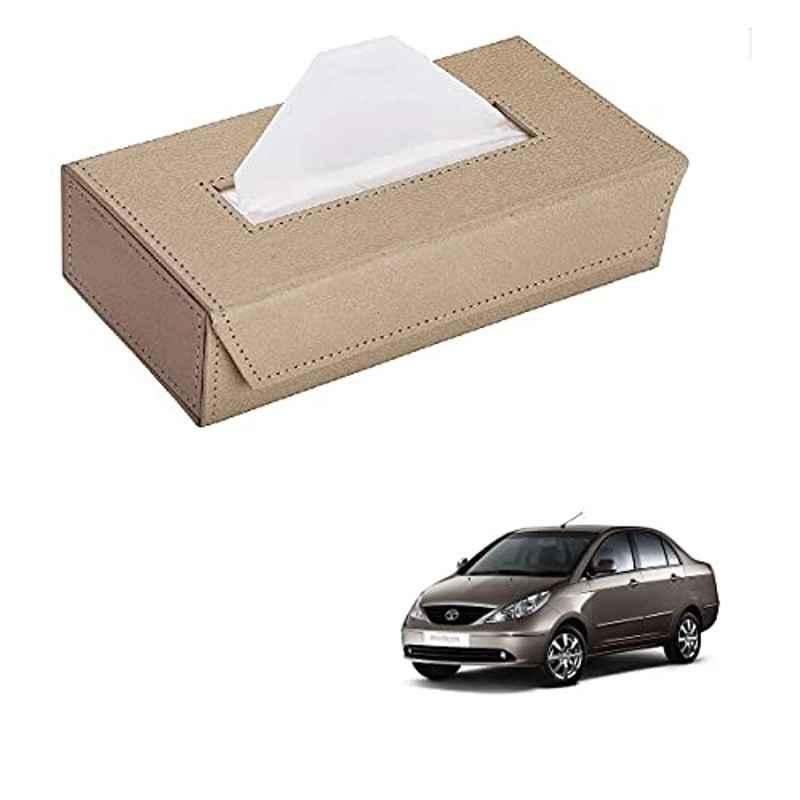 Kozdiko 100 Pulls PU Leather Beige Car Tissue Paper Box with 200 Sheets for Tata Indigo