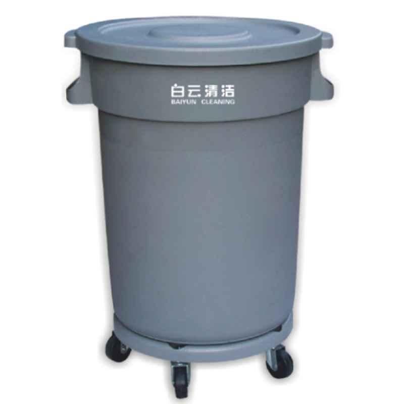 Baiyun 55.5x50.5x74.5cm 80L Gray Circular Garbage Can, AF07503