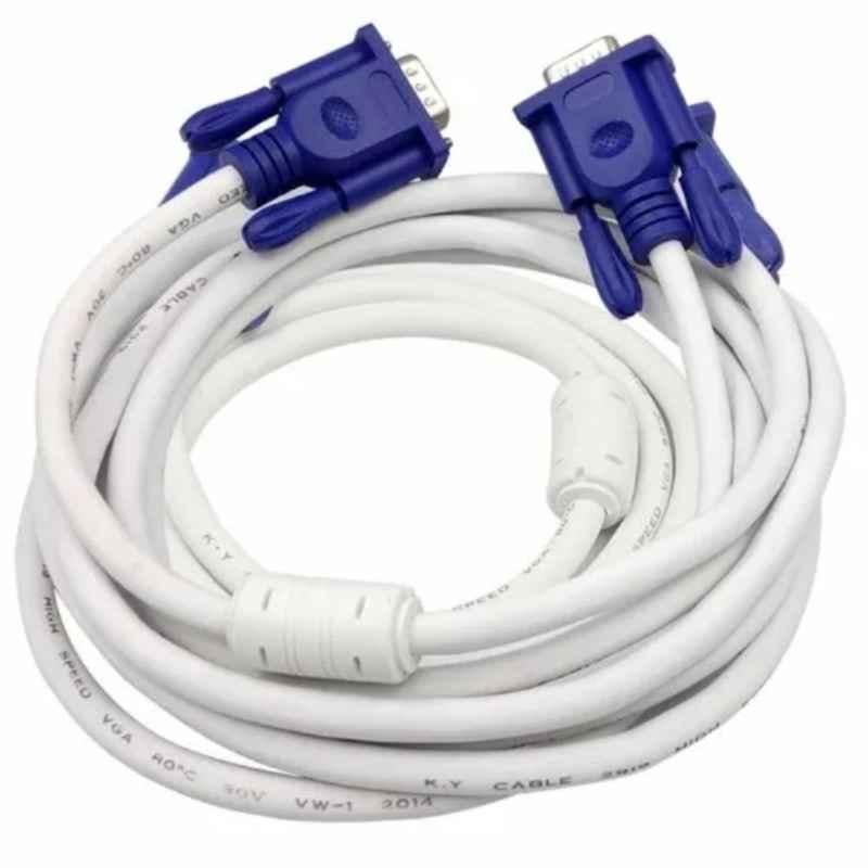 Shield Plus 5m White & Blue Male to Male VGA Cable (Pack of 5)