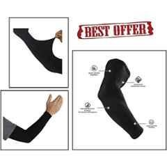 AOW Unisex Stretchable Fingerless Arm Protection Sleeves for Driving, Biking, Cycling (Black, Free Size) A-21
