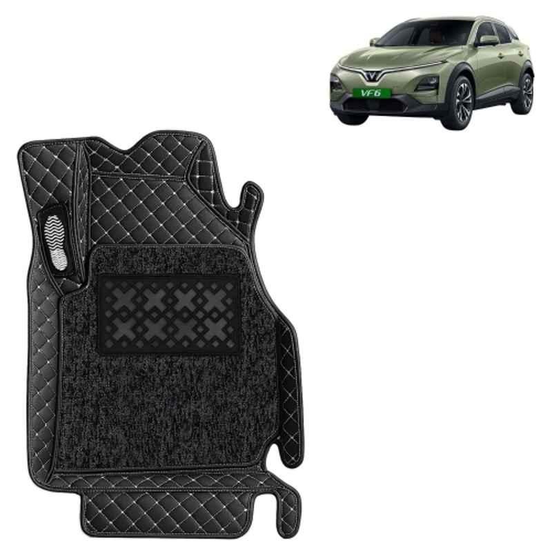 Kingsway 3 Pcs Premium 7D 100% Waterproof & Washable PU Leatherette Classic Black Car Floor Mat Set for VinFast VF 6 2026 Onwards All Model
