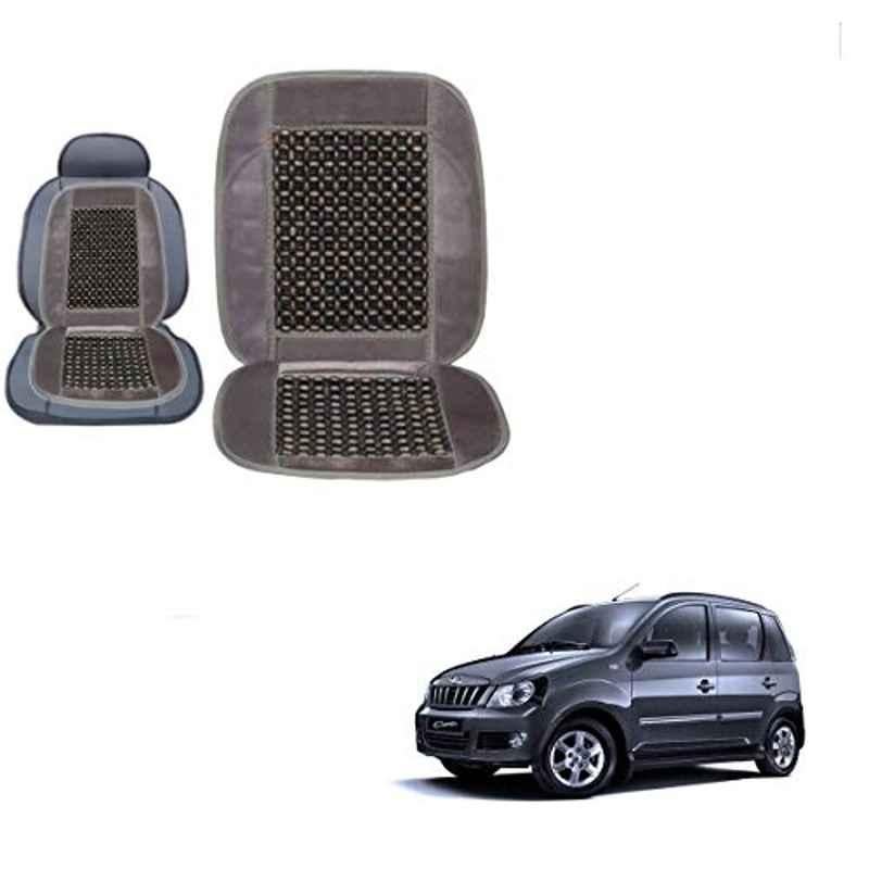 Kozdiko Wooden Bead Seat with Grey Velvet Border for Mahindra Quanto, KOZ-87209