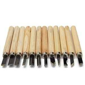 Generic 12Pcs Carbon Steel Wooden Handle Chisel Set