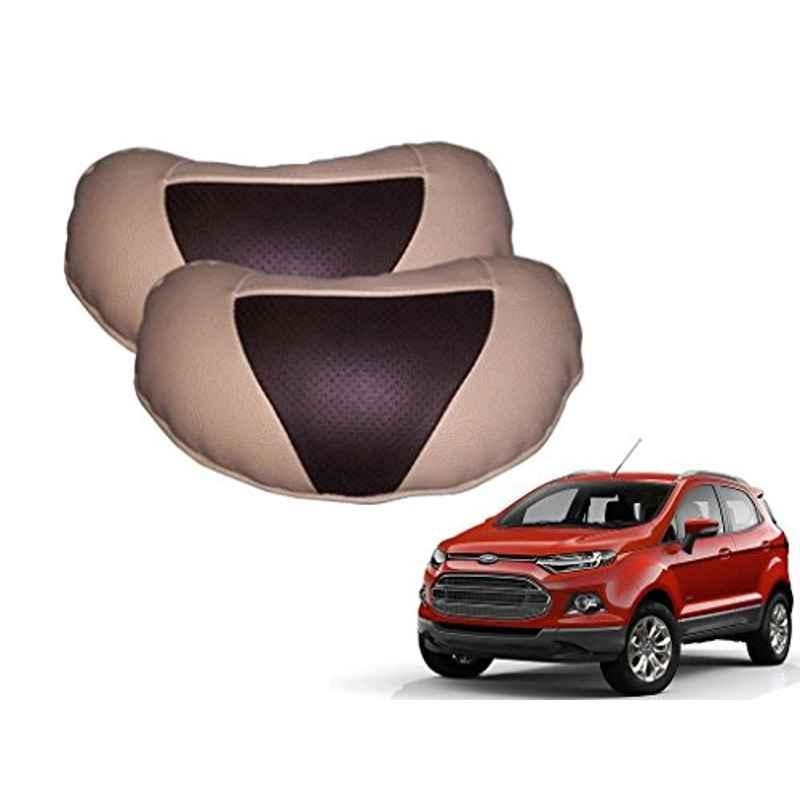 Kozdiko 2 Pcs Brown & Beige Neck Rest Set for Ford Ecosport, koz_37998