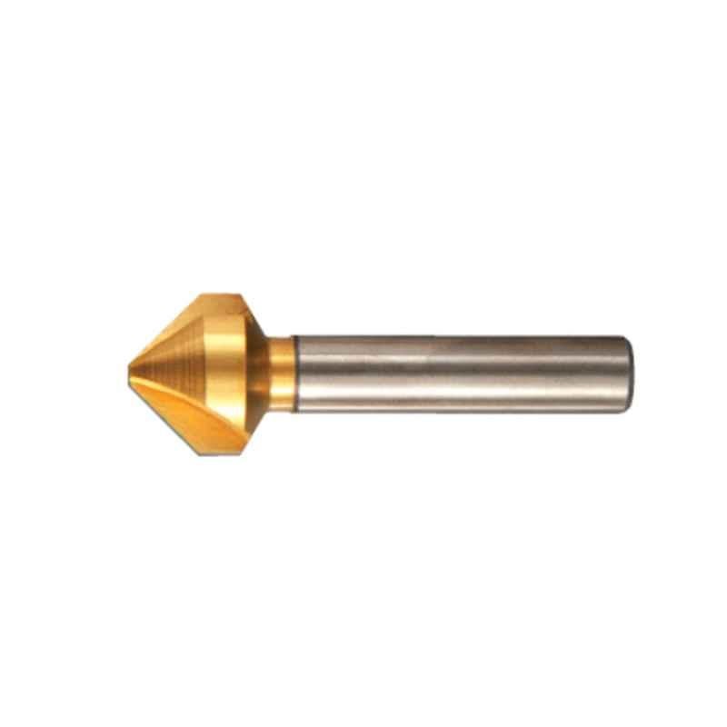 Presto 78015 7.30x1.80mm HSS 90 deg 3 Flute TiN Straight Shank Countersink, Overall Length: 50 mm