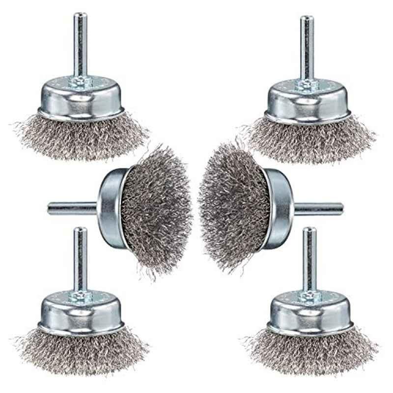 60mm Carbon Steel Crimped Wire Cup Brush, (Pack of 6)
