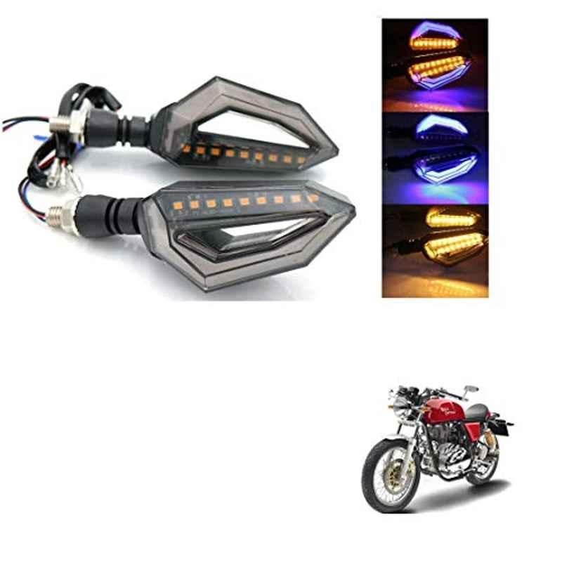 Kozdiko 4 Pcs Bike D Shaped 9 LED Front & Rear Side Turn Signal Indicator Light Set for Royal Enfield Continental GT