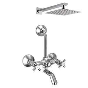 ZAP CAST3 Caster Brass Wall Mixer with Overhead Shower System Set