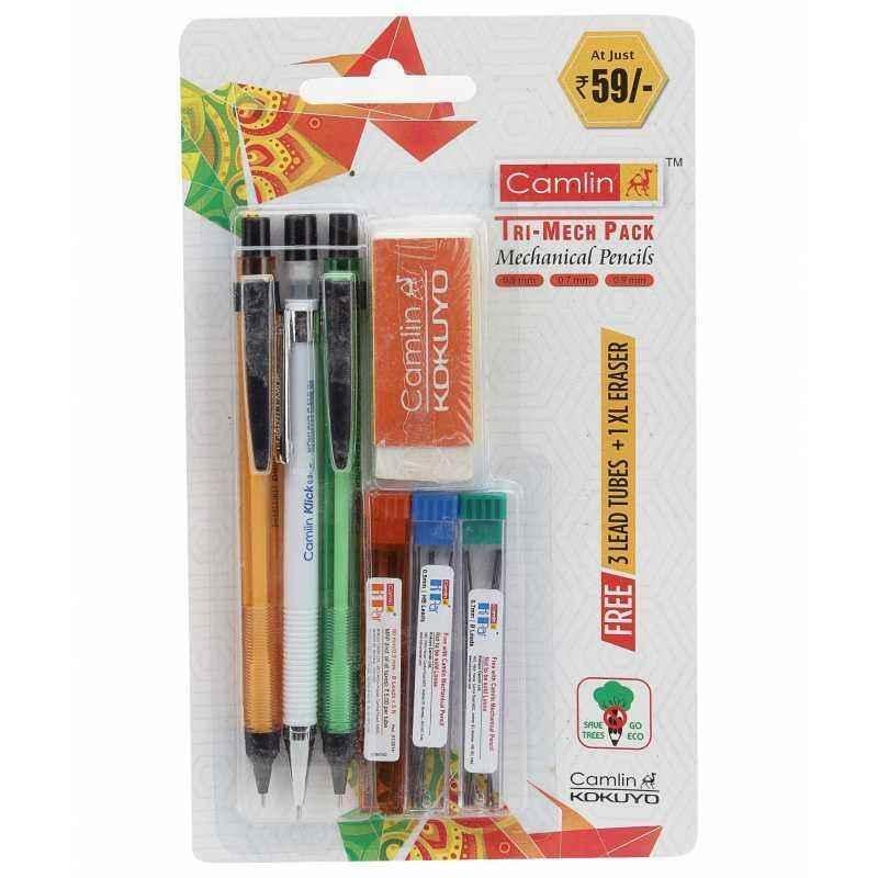 Camlin Tri Mech Pencils Set with Free Leads, 6800114 (Pack of 20)