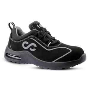 Canvas Club Milan Suede Leather Steel Toe Black Safety Shoes with Double Density PU Sole, Size: 10