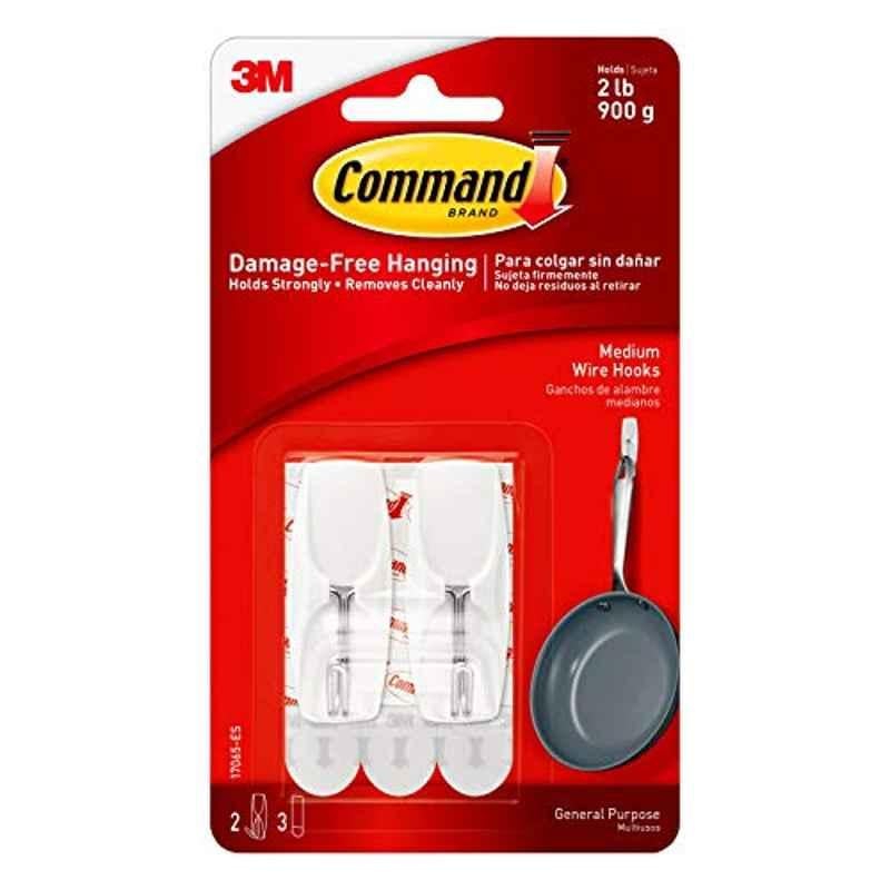 Command 17065-ES White Wire Toggle Hook, Size: Medium