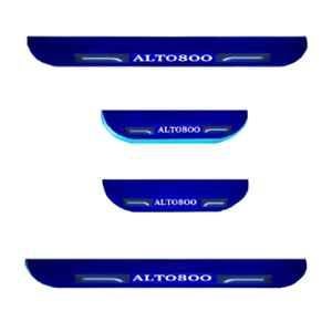 Car Accessories Hub 4 Pcs Acrylic Black Sill Scuff Plate Set with Blue LED for Maruti Suzuki Alto 800 All Model
