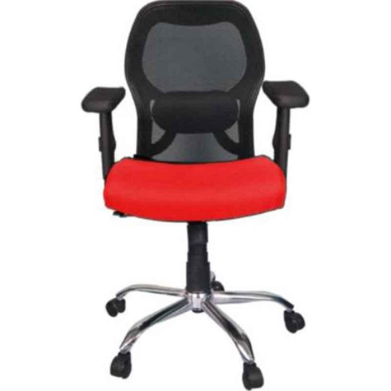 Rajpura Matrix Medium Back Black & Red Adjustable Arms Revolving Office Executive Chair, RSE102-Black & Red