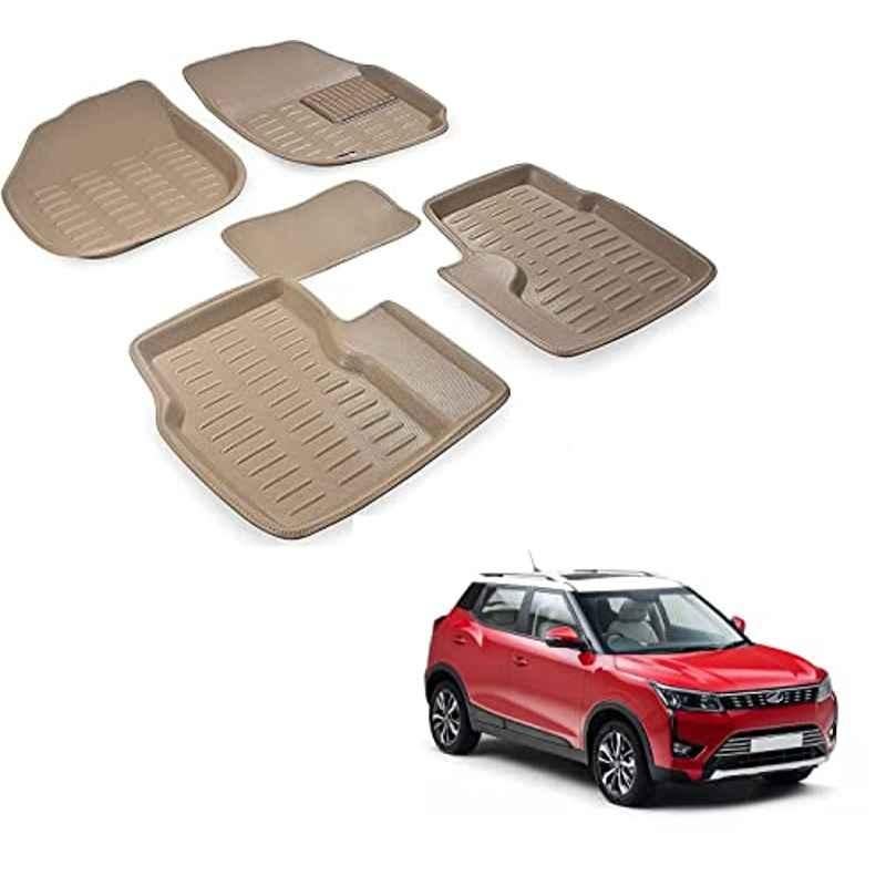 Kozdiko 3D Beige Car Foot Mat Set for Mahindra XUV 300, fg6rithtoi27