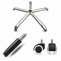 Woodberg 5 Legs Metal Chrome Heavy Duty Revolving Office Chair Base with 120mm Gas Lift Cylinder & Nylon 5 Wheels, PF-8769