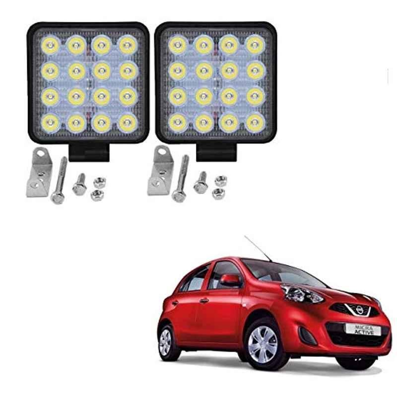 Kozdiko 2 Pcs 48W 16 LED White Bright Beam Square Fog Light Set for Nissan Micra Active, koz_92541