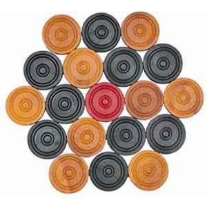 QUIT-X 3.18cm Beige & Black Wooden Terminator Anti-Break Tournament Carrom Coins (Pack of 22)