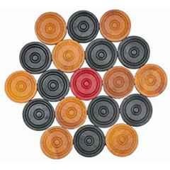 QUIT-X 3.18cm Beige & Black Wooden Terminator Anti-Break Tournament Carrom Coins (Pack of 22)