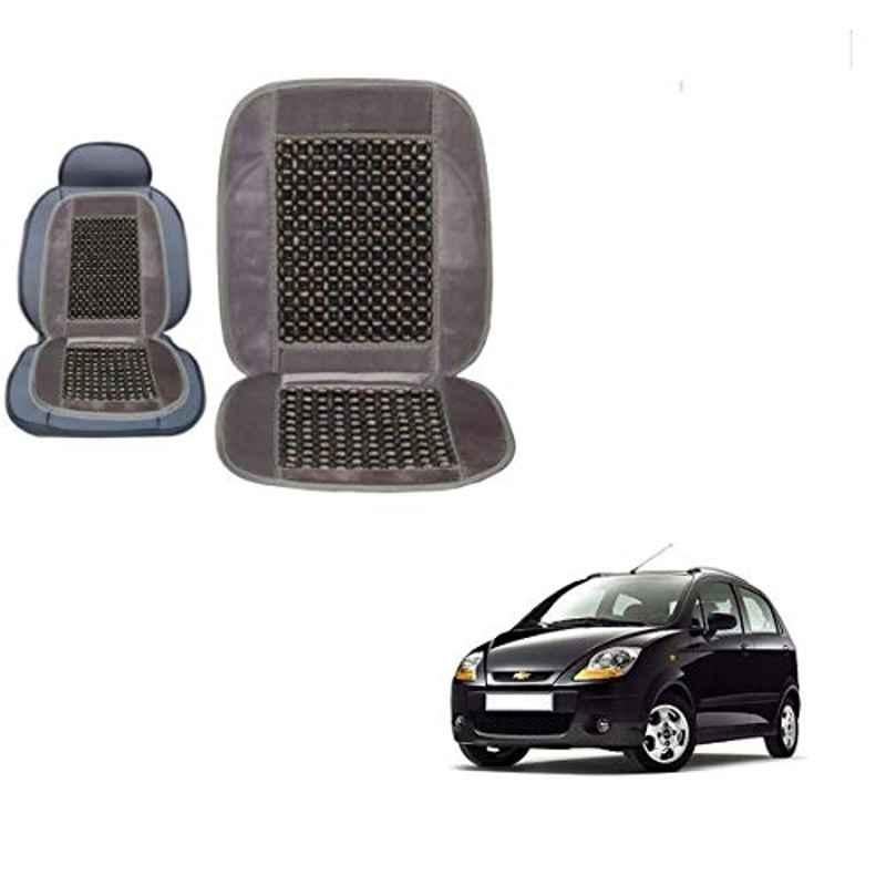 Kozdiko Wooden Bead Seat with Grey Velvet Border for Chevrolet Spark, KOZ-87057