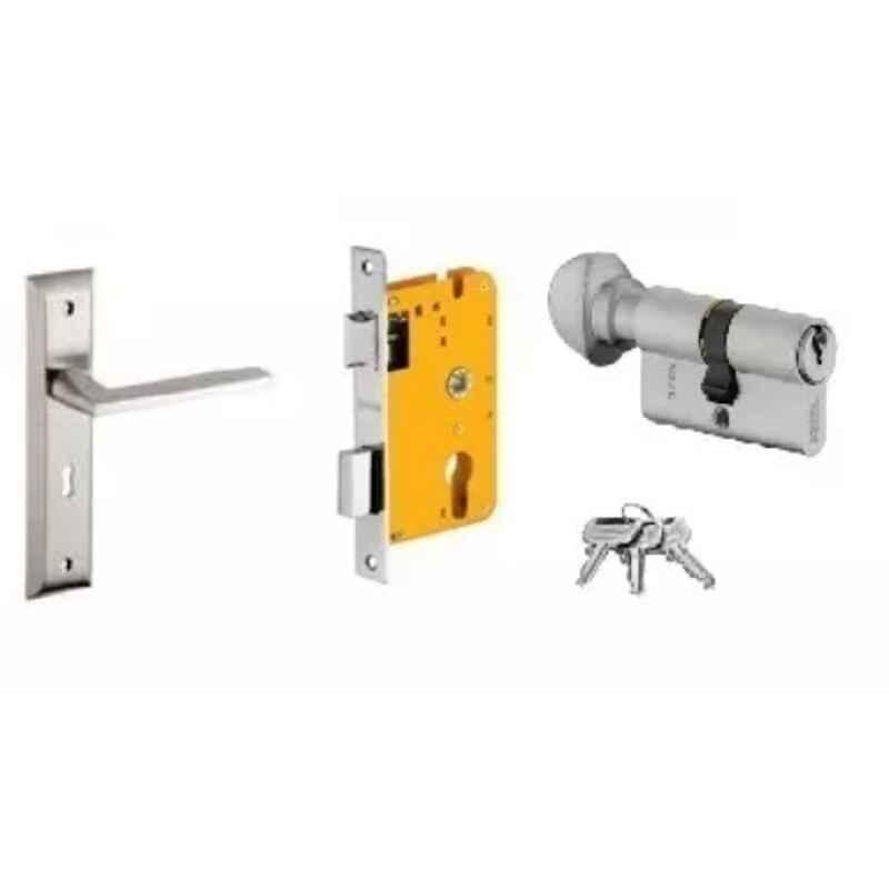 Dorset HL Series Twist 60mm Stainless Steel Silver Chrome Finish Door Handle Lock Set with Knob & Key