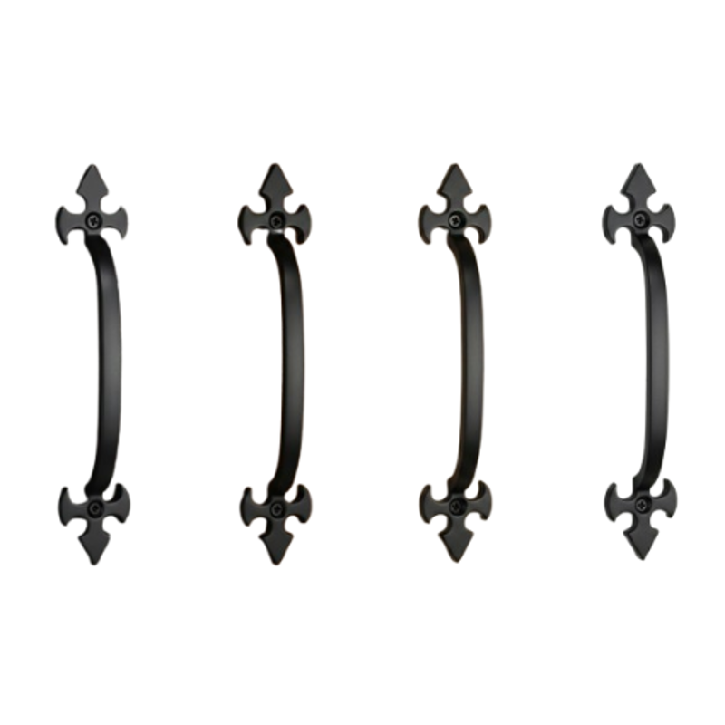 Mix & Match Trishul 7 inch Cast Iron Black Matte Finish Cabinet Pull Handle for Wardrobe, Cupboard & Window (Pack of 4)