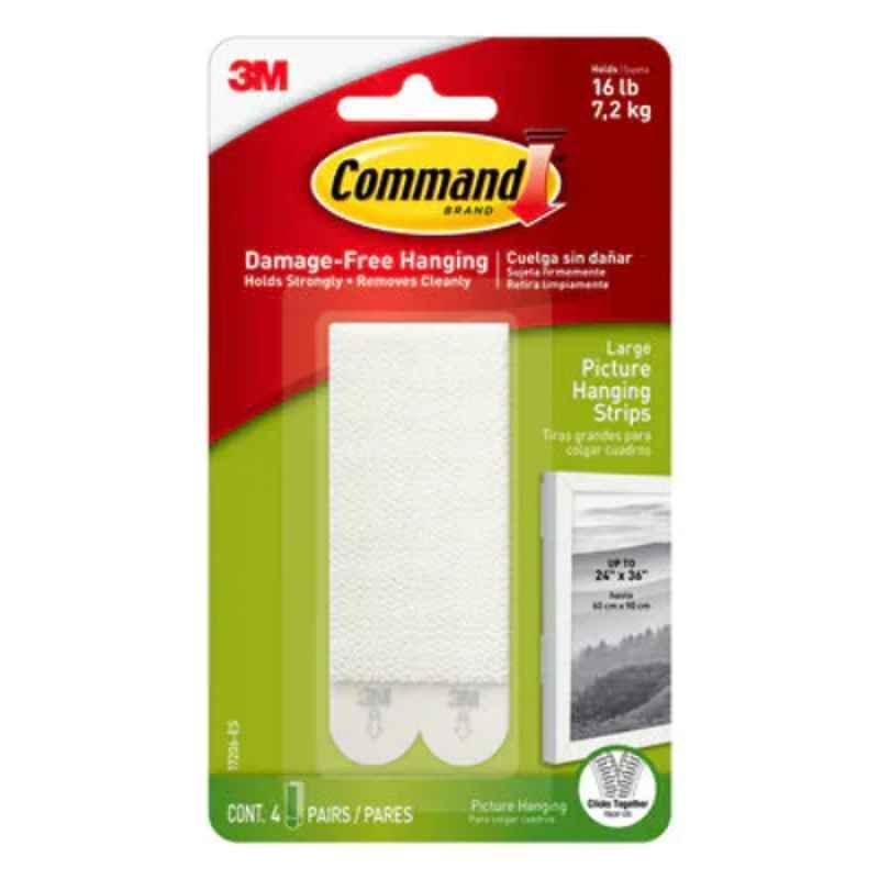 3M Command 8 Pcs Large White Picture Hanging Strips, 17206-ES